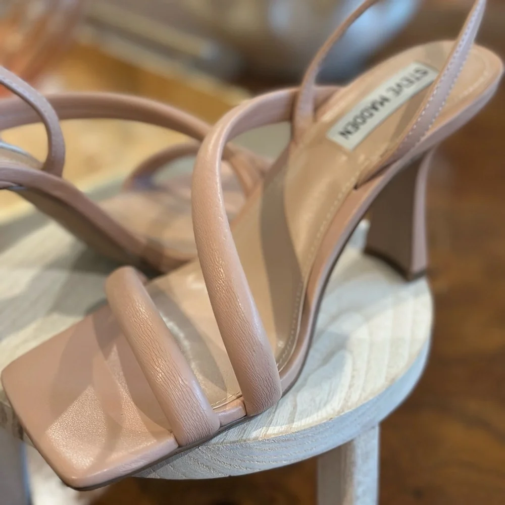 Steve Madden Tan Strappy Stiletto Heels - Picture 4 of 6